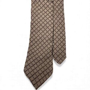 SANTOSTEFANO Silk Wool Blend Italy Made Tie Brown Geometric Diamonds